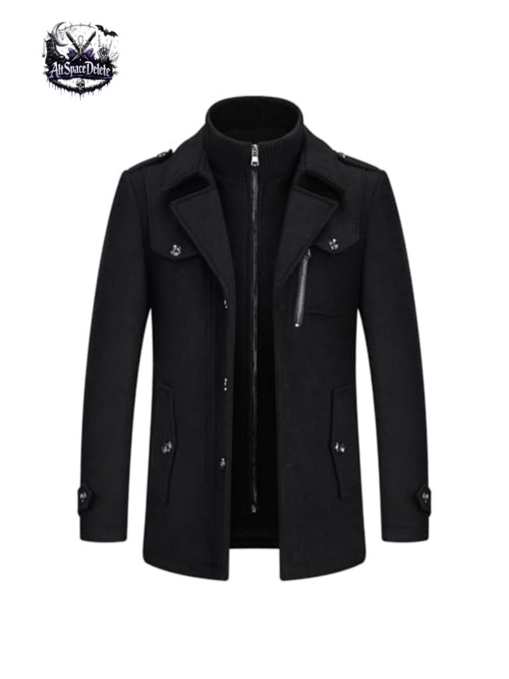Men's Winter Wool Blend Trench Coat Hip Length Thick Padded Peacoat
